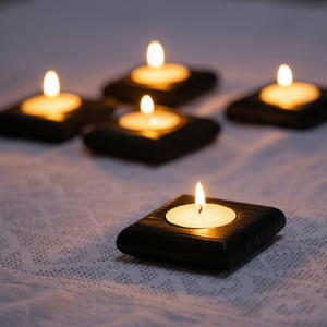 Elegant Wooden <b>Tea</b> <b>Light</b> Holder for Wedding Table Decor - Product Image 1