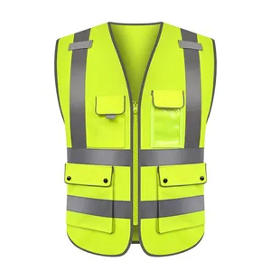 Rompi keselamatan reflektif dengan lampu led visibilitas tinggi kelas 2 pakaian kerja konstruksi pakaian kerja rompi keselamatan kustom