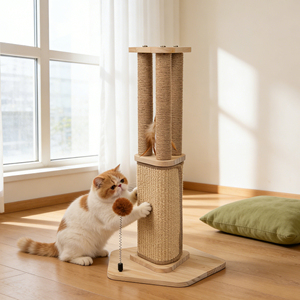 立式剑麻猫抓板，带追踪互动玩具，适合室内猫和小猫，豪华猫抓板 - Product Image 1