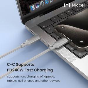 Cavo di Ricarica Rapida Miccell 240W da Type-C a Type-C, 5A, Velocità di Trasmissione 480 Mbps, Cavo Intrecciato in Lega di Zinco per Ricarica Telefono - Product Image 6