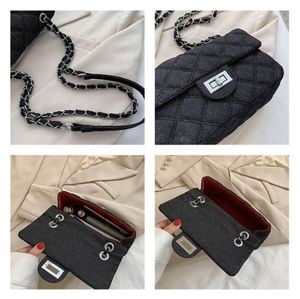 Cheapest Price Denim Shoulder Messenger <b>Bag</b> Fashion Texture Solid Color Women <b>Bag</b> Diamond Lattice Chain Women <b>Bag</b> - Product Image 6