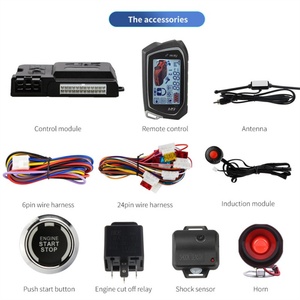 EASYGUARD EC207-M9-SR-B 2 Way <b>Car</b> Alarm System with LCD Pager Display <b>Push</b> Start Button Remote Starter & Shock Warning - Product Image 2