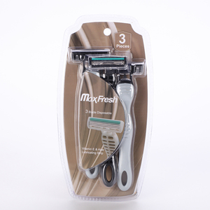 Ba lưỡi thép không gỉ xoay vòng đầu với bôi trơn Aloe Vera Vitamin E dùng một lần dao cạo râu - Product Image 2