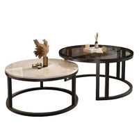 Tables gigognes avec plateau en pierre frittée et structure métallique, tables d'appoint empilables, décoration de salon, prix bas