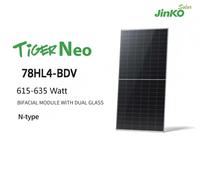 Panneau solaire Jinko 630W 640W 620W Tiger Neo N-Type TOPCon Mono Demi-cellule Bifacial Double Verre Module 78HL4-BDV En Stock