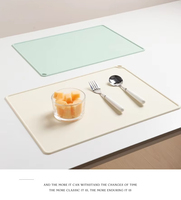 Tapis de table de cuisine en silicone, anti-débordement, bord surélevé, épaissi, résistant à la chaleur, antidérapant, imperméable à l'huile et à l'eau, carré, moderne et minimaliste