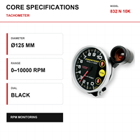 MrGauge 125mm Pengukur Tachometer Balap 832 N 10K Dial Hitam 0-10000RPM StepperMotor RPMMeter untuk Aksesori Modifikasi Mobil