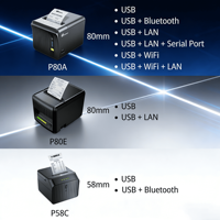 Milestone MHT-P80E 80mm ESC/POS Bondrucker mit automatischer Schneidefunktion, RoHS-zertifiziert, hohe Qualität, 203dpi, USB/USB+LAN+RJ11, auf Lager für Kleinunternehmen