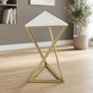Table basse moderne avec cadre en laiton et plateau en marbre, meubles contemporains pour salon, table d'appoint décorative - Product Image 6