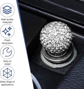 Cubierta Decorativa Brillante para Botón de Encendido de Coche, Adhesivo con Bola de Cristal para Botón de Arranque del Motor, Modificación Interior Blanca y Elegante - Product Image 3