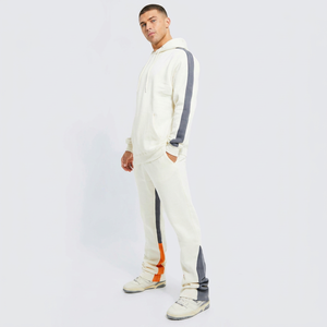 Custom <b>Distressed</b> Zip-up Breathable 380 GSM Seamless Fusing Knitted Tracksuit 100% Cotton Oversized Streetwear Autumn Fashion - Product Image 1