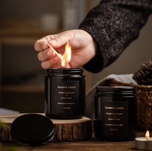 الجملة صديقة للبيئة كندا مصغرة صغيرة ماتي متجمد الأسود واسعة الأوعية اكواب الشمع الزجاجية مع أغطية معدنية بكميات كبيرة أستراليا - Product Image 3