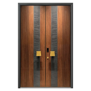 Porte en aluminium de fonte de couleur de grain en bois isolée thermique pour des <span class=keywords><strong>climats</strong></span> extrêmes - Product Image 1