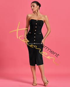 Ocstrade 2025 estate vintage senza maniche <span class=keywords><strong>elegante</strong></span> <span class=keywords><strong>abito</strong></span> <span class=keywords><strong>midi</strong></span> <span class=keywords><strong>nero</strong></span> fasciante attillato abiti casual da donna - Product Image 3