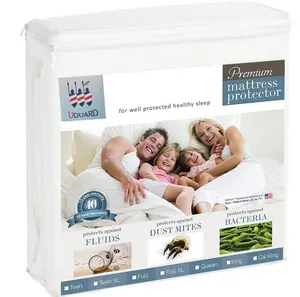 Ultra soft full size bed cover anti-mite 100% waterproof bamboo terry mattress protector