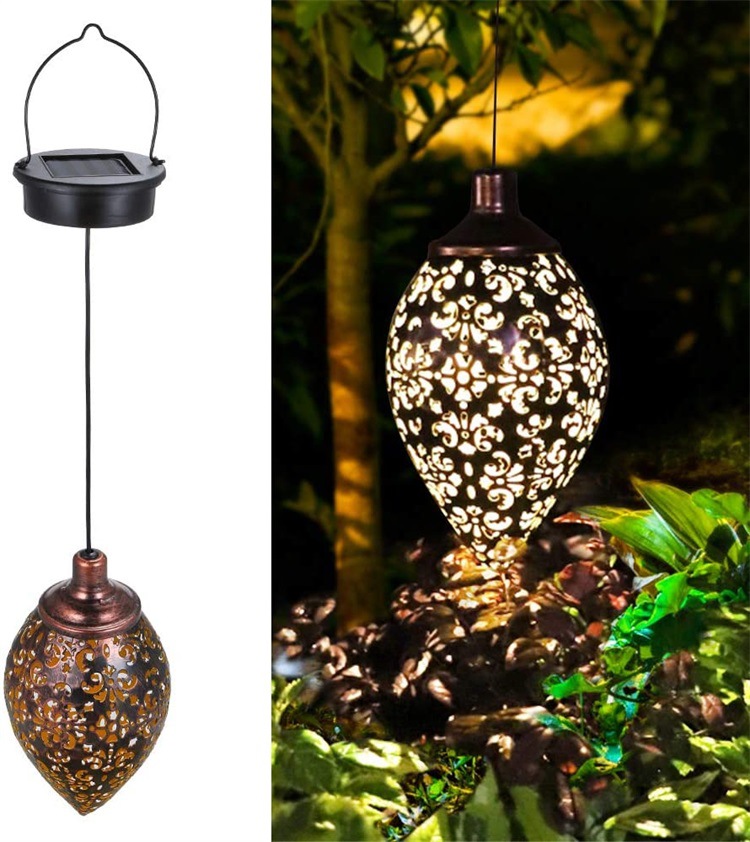 Hanging solar lights, solar lights LED garden lights metal lights, waterproof outdoor hanging decoration
