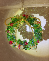 Guirlande de Noël Art Déco 2026 en verre perlé, attrape-soleil scintillant, ornement suspendu pour fenêtre, décoration de maison du Nouvel An, cadeau fait main pour fête