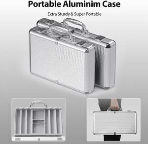 Estuche para Fichas de Póker - Capacidad para 600 Piezas, Caja de Exhibición Plateada Mate de Aleación de Aluminio - Product Image 2