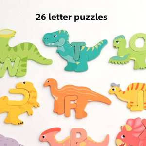Lettre en bois colorée sur le thème des dinosaures appariement cartes mémoire Puzzle créatif jouets éducatifs pour les tout-petits - Product Image 4