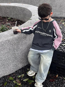 2024 vêtements pour enfants édition coréenne <span class=keywords><strong>pull</strong></span> chinois pour enfants couleur bloquée lettre garçon - Product Image 3