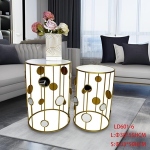 Lander thiết lập của 2 bán buôn kim loại sắt Vòng bảng bên tùy chỉnh vàng hiện đại Bàn cà phê cho phòng khách - Product Image 3