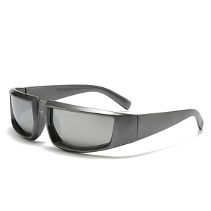 Sunglasses PC Full Rim <b>Frame</b> Rectangle UV400 Protection 3 Lens Unisex Outdoor Cycling Sports Silver Hip Hop Style - Product Image 4