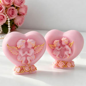 Bougie d'aromathérapie Angel DIY, mignonne en forme de cœur, en cire de soja, pour <span class=keywords><strong>mariage</strong></span> et vacances, ornements d'art pour la maison - Product Image 4