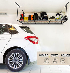 Customized Adjustable 4x8 Overhead Storage Rack Hanging Ceiling <strong>Shelving</strong> with Wire <strong>Mesh</strong> for Garage Lifted Ceiling Rack - Product Image 1