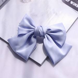 Barrettes à cheveux en satin soyeux pour femmes, grands nœuds, pinces à cheveux françaises, rubans de couleur unie, accessoires pour filles - Product Image 4