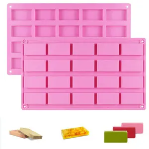 Durable 20 Cavity Silicone Soap Mold Rectangle Shapes Chocolate Handmade Cake Soap Mold Baking Tool