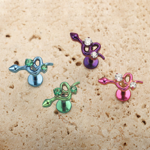 เครื่องประดับเจาะแฟชั่น VIEN Jewellery ZPO-177 ทำจากไทเทเนียม ASTM F136 รูปทรงเปลือย ประดับเพชร CZ แบบหลังแบน สำหรับเจาะริมฝีปาก จมูก - Product Image 5