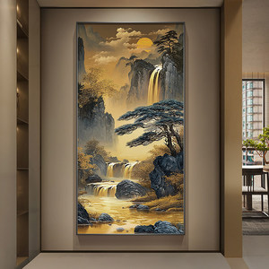 Lámparas LED de Pared para Decoración de Sala de Estar y Entrada, Cuadros de Paisajes de la Dinastía Song, Pinturas al Óleo Enmarcadas, Mural Abstracto con Luz - Product Image 4