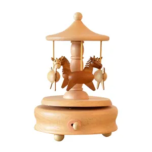 Carosello di vendita diretta carosello di musica rotante in legno carillon per bambini giocattolo