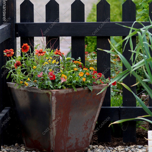 Wholesale Weathering Steel <b>Square</b> Trapezoid Planter Medium Size for Outdoor Indoor Gardens - Product Image 1