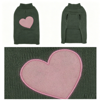 Gilet en polaire brodé en forme de cœur pour chien, col roulé, tricot respirant, vêtements de luxe pour animaux de compagnie, chaud pour l'hiver, pour petits chiens