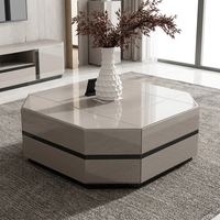 Moderner Italienischer Massivholz-Couchtisch mit Schublade, Spiegeldesign, Rechteckiger Tischplatte und Lederbesatz für Wohnzimmer