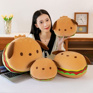 Peluche Chien Hamburger avec Rembourrage en Coton PP, Coussin Mignon en Forme de Chiot, Idéal comme Repose-Dos de <span class=keywords><strong>Lit</strong></span>, Cadeau d'Anniversaire pour Adolescents et Adultes - Product Image 1