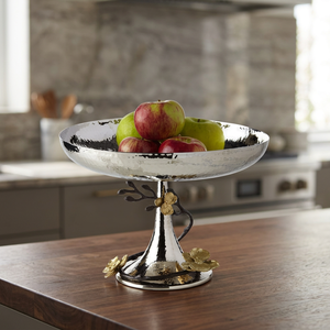 Cuenco Decorativo de Metal con Base, Bandeja de Servir Martillada, Pedestal Floral, Cuenco para Frutas para Decoración de Mesa de Bodas y Fiestas - Product Image 3