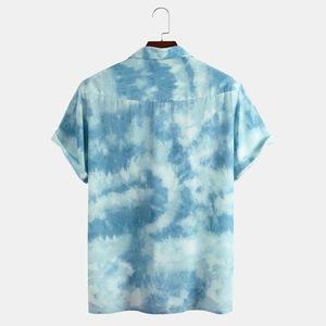 Venta caliente personalizada 100% poliéster manga corta Tie Dye hombres <span class=keywords><strong>camisa</strong></span> playa Casual camisas de talla grande camisas de hombre - Product Image 3
