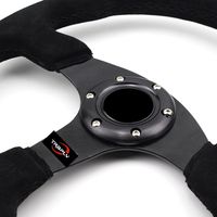 350mm/14 pouces Noir Daim Cuir Plat Dérive Volant de Course Pour Honda