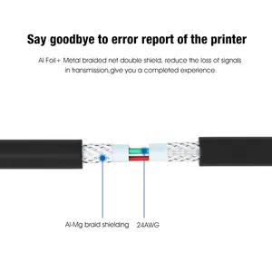 Sanguan Kabel Printer USB C Ke USB 3.0 B, Pemindai Kabel USB untuk Macbook Pro Canon Epson HP Samsung Brother