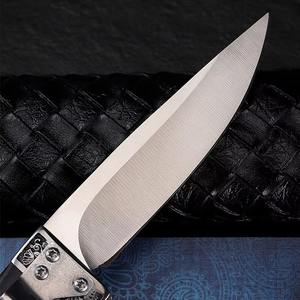 Coltello da tasca pieghevole portatile in acciaio inossidabile con manico in legno Coltello da sopravvivenza per campeggio all'aperto con supporto personalizzato - Product Image 3