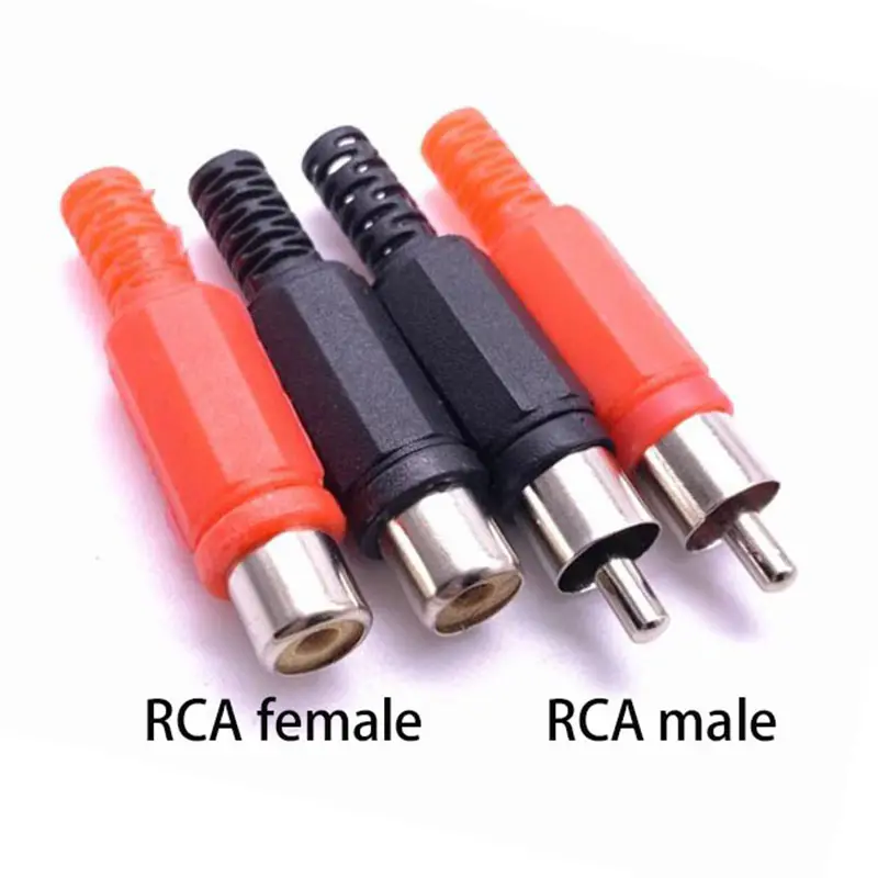 RCA Adaptor Konektor Jack Betina Pria, Solder Audio Video AV Colokan Pegangan Plastik Steker Saluran Pengelasan Ganda Alat DIY