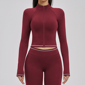 Veste de yoga zippée coupe-vent ajustée écologique à séchage rapide respirante pour le sport en plein air, la course à pied et la remise en forme pour femmes - Product Image 3