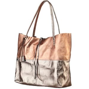 Sac fourre-tout en étain bruni et cuivre métallisé PU Goldwyn pour femme avec fermeture ouverte pour l'été/hiver Shopping & Voyage - Product Image 5