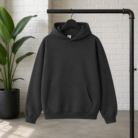 Sweat-shirt à capuche épais en coton délavé pour homme, coupe ample, style décontracté et tendance, couleur unie, épaules tombantes, collection automne/hiver