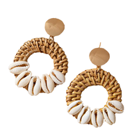 Vente en gros de boucles d'oreilles Lafayette pour femmes faites à la main boucles d'oreilles pendantes tressées en coquillage géométrique personnalisé bijoux tendance en zircon pour filles