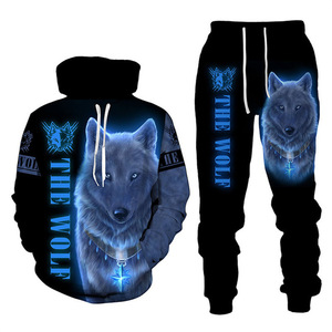 GLUDEAR Men's 3D Printed Wolf Hoodie - Full Zip Sweatshirt With Cool Graphic (Polynesian Sea Turtle Design, Sizes XS-5XL)