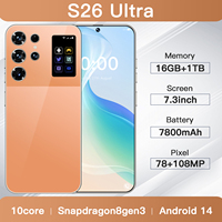 Venta al por Mayor Nuevo Original S26 Ultra 5G Android 13 Smartphone 7.3 Pulgadas HD Completo 16GB+1TB Memoria QuadCore 108MP Desbloqueado Celular