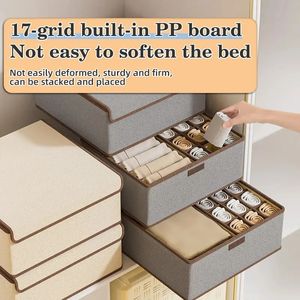 Hanfizi बहुक्रियाशील घरेलू फोल्डेबल कपड़े अंडरवियर आयोजक भंडारण बॉक्स के साथ भंडारण बॉक्स - Product Image 3